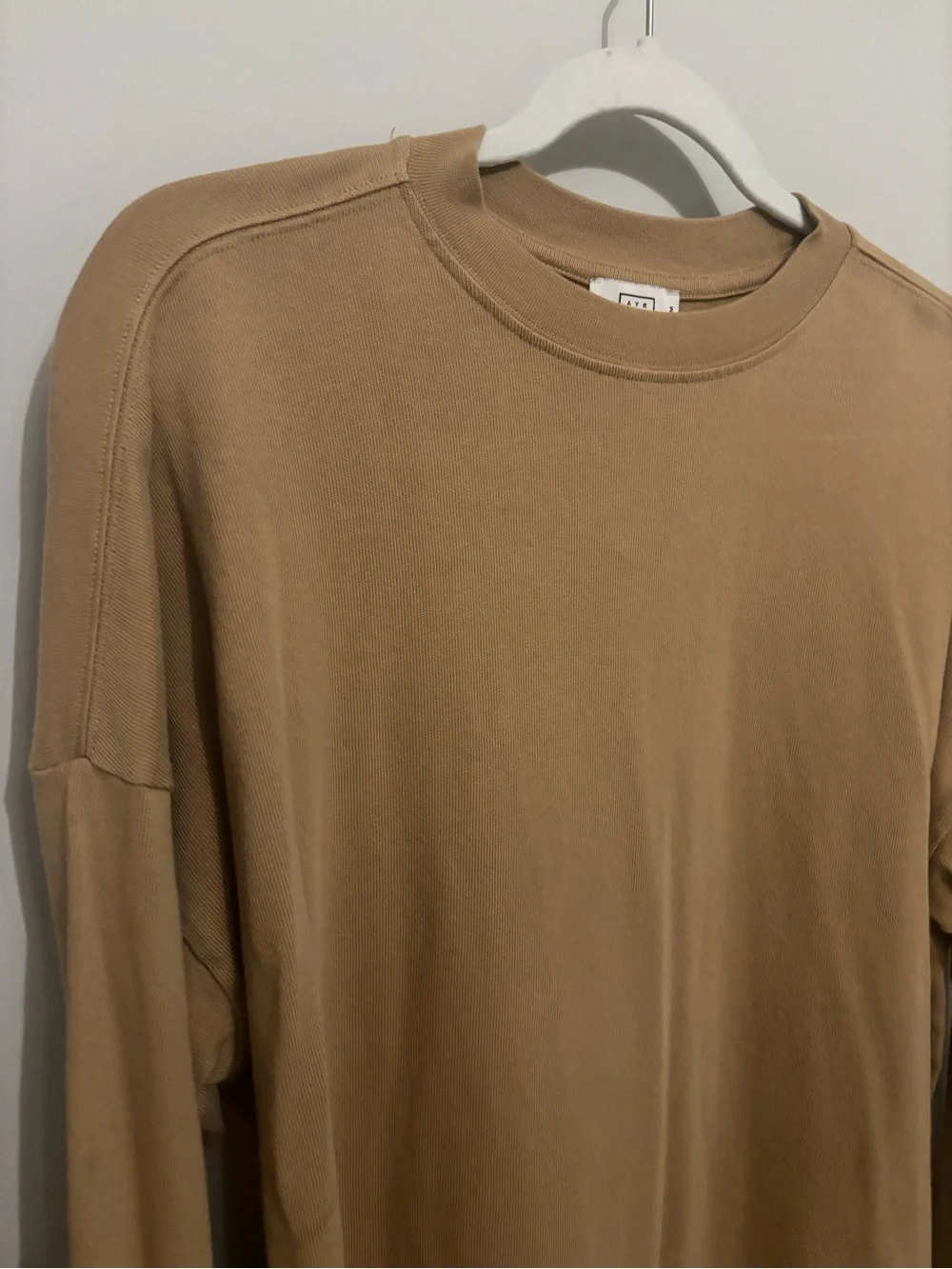 AYR The Early Mornings long sleeve tshirt in Camel Tan - Picture 3 of 4